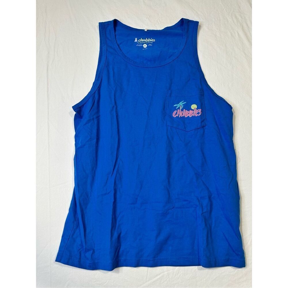 Chubbies men’s “The Weekend Has Arrived” blue tank top, size M
